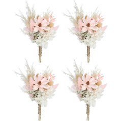 PATIKIL Mini Dried Bouquet, Pack of 4 Pampas Grass Natural Wildflower with Stem Decor Gypsum Herb Boho Flower Plant Flower for Crafts DIY Photo, Pink/White