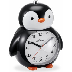 Atlanta 2165 Children's Alarm Clock Penguin with Melody Alarm Sweeping Second Light Top Switch
