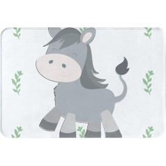 DLXW Dicke, rutschfeste Flanell-Fußmatte, Mehrzweck-Teppich für Innen- und Außenbereich, für Haustür, Küche, Bad, langlebig und leicht zu reinigen, lächelnder Esel