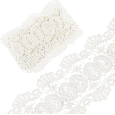GORGECRAFT 2.7 m Venezianische Spitzenborte Weiß 12.3cm Baumwolle Mit Blumenstickerei Gewelltes Vintage Spitzenband Randbesatz Für Kleidung Kleidungsstücke Hochzeitskleider Nähen Basteln Verzierung