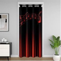 Loussiesd Red and Black Abstract Shadow 1 Panel Door Curtain 52x80 Inch Musical Geometry Striped Window Bedroom Curtain
