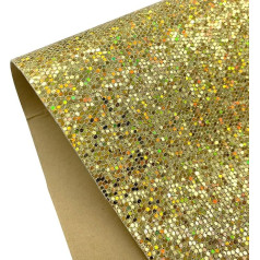 5 x Metallic Glitter Leather Fabric 20x15cm Self Adhesive Leather Sheets Glitter Back Box Drawer Craft Gold