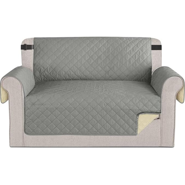 Time to Sparkle 1 x Sofabezug, 2-Sitzer-Sofabezug, wendbar, wasserabweisend, Couchbezug mit Schaumstoffstäben, elastische Riemen, Möbelschutz für Kinder, Hunde, Haustiere – Schwarz