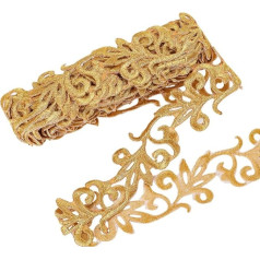 NBEADS 4.37 Yards Gold Embroidery Polyester Ribbons, 1.3