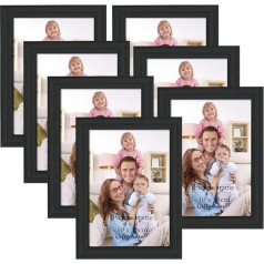 Giftgarden Pack of 7 Black Picture Frames 10 x 15 cm with Glass Panel for Wall Hanging and Table Tops