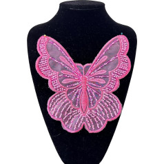 Anevous 1 x 3D Embroidery Butterfly Applique, Butterfly Beads Sequins, Embroidery Patches, Lace Applique, Lace Patches, Trim for DIY Neckline, Wedding, Bridal Dress, Sewing, Crafts, Rose Red