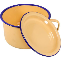 IMIKEYA Enamel Instant Pasta Bowl Enamel Bowl Vintage Goods Lunch Box with Handle Salad Bowl Soup Bowl Sauce Pot Basin Ware Yellow