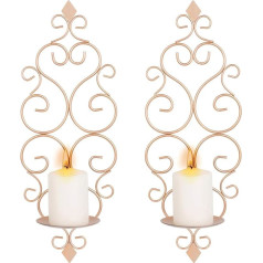Sziqiqi Wall Candle Holder, Made of Metal, Set of 2, Wall Tea Light Holder, Pillar Holder for Tea Lights, Living Room, Bedroom