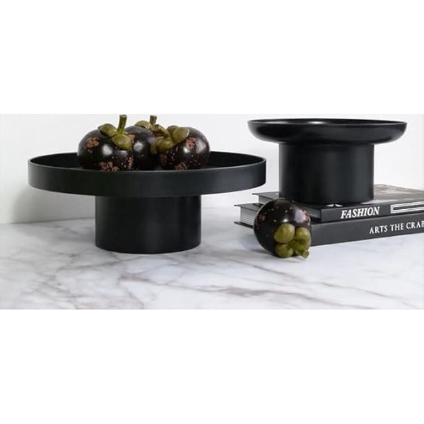 gugululu Fruit Bowl for Kitchen Counter 10.2 Inch Large Fruit Holder Decorative Stand Bowl for Home Kitchen Decoration Fruit Vegetable Holder Storage Black (L-10.2