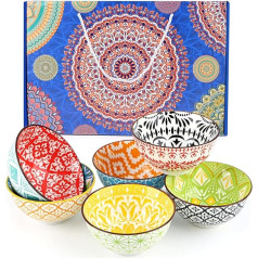 YIK TUNG Bohemian Bowl, Double-Sided Flower, Set of 6