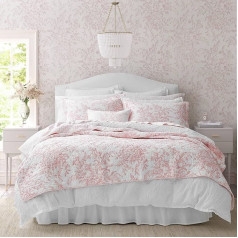 Laura Ashley Twin Duvet Cover Set, Reversible Cotton Bedding Set with Matching Pillowcase, Lightweight Home Decor for All Seasons (Bedford Pink, Twin)