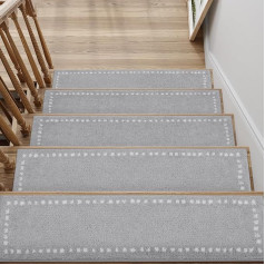 SIXHOME Grey Pack of 7 76 x 20 cm Stair Treads Mats for Indoor Use Soft Carpet Stair Tread Mats Reusable Adhesive Washable Stair Runner