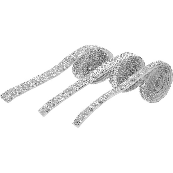 Veemoon 3 Rollen Selbstklebendes Glitzer-strassband Funkelndes Resin-dekoband Langlebig Vielseitig für Diy-basteln Kleidung Geschenkverpackung Schmuckgestaltung
