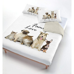 Digital CP - Dig 1P Duvet Cover, 100% Cotton, 515 Family Love, 150 x 200 cm, Grey