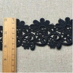 5,5 cm luxuriöse, zarte, weiße und schwarze Hohlspitze, Stickerei, wasserlösliches Band, Besatz für Kleidungsstücke, Kleider, Vorhänge, DIY-Nähzubehör, Schwarz