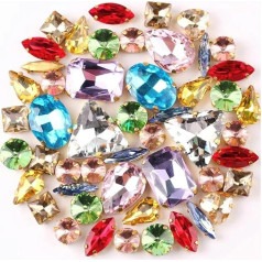 50 Stück/Beutel, goldene Krappenfassung zum Aufnähen, Strassformen, Mix aus klarem Glas, Kristall, Kleid, DIY-Besatz, dunkle Farben, Mix - helle Farben, Mix