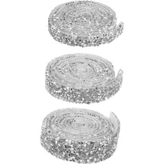 SHINEOFI 3 Rollen Selbstklebendes Kristall Strassband Dekobänder Strasssteine Strass Dekoband Strasssteine ​​Für Kleidung Strass Aufkleber Selbstklebend Silber