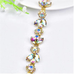 Niiyyjj Strassverzierung, Glasblumenkette, Hochzeitsdekoration, zum Aufnähen, Zubehör, 91 cm breit, 91 cm breit