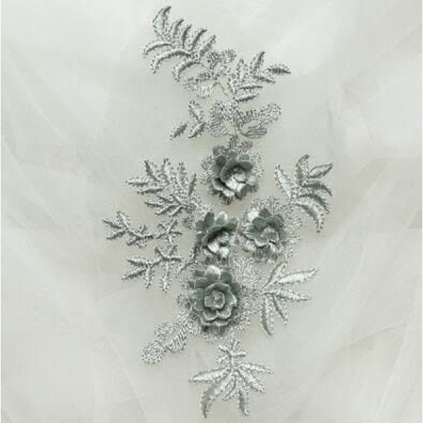 PORI 10 pieces wedding dress, floral embroidery, sewing patches, lace applique, flower trim, DIY crafts