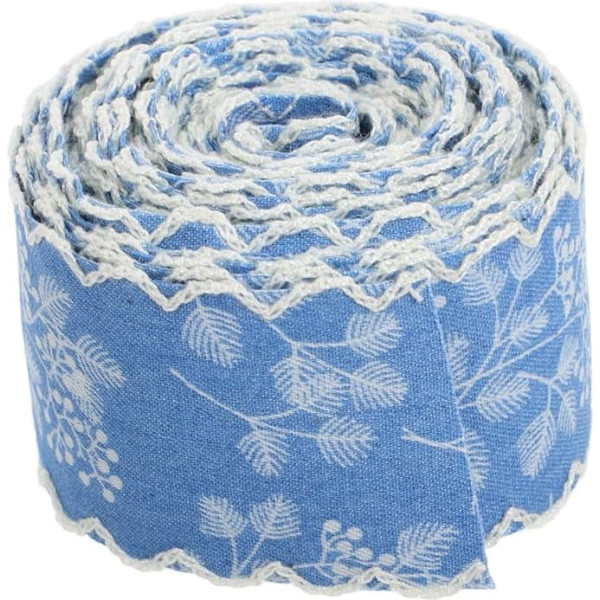 NUOBESTY Jeans Fabric Band with Lace Edge, Versatile Denim Band, Wide for DIY Clothing, Shoe Decorations, Handmade Hair Bows and Headbands, Fashionable Trim for Individuals