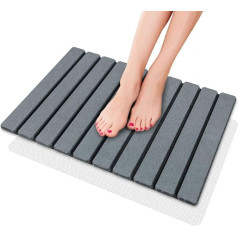 iHomara Stone Bath Mat, Foldable Natural Diatomaceous Earth Non-Slip Bath Mat, Quick Drying, Super Absorbent, 60 x 39 cm Shower Floor Mat for Bathroom, Home and Kitchen