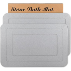HUMIGA Stone Bath Mat Diatomite Shower Mat Non-Slip Super Absorbent Quick Dry Bathroom Kitchen Floor Mat Light Grey 24x15 Inch 2 Pack