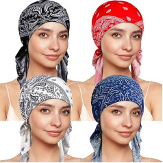 Pack of 4 Chemo Headwear for Women, Pre-Tied Headscarf, Cancer Headwear Against Hair Loss
