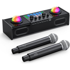 MT-VIKI LED Karaoke Machine with 2 Wireless Microphones Gaming Audio Mixer for Live Streaming/Gaming/Podcasting - Perfect for Streamers, Gamers, Musicians