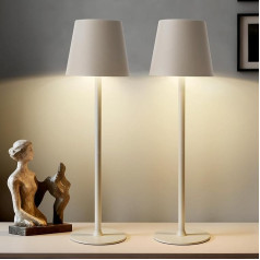Wireless Table Lamp, Pack of 2, Battery Table Lamp, Wireless with 3 Colour Temperatures, Dimmable, Portable LED Table Lamp, Touch with 24 cm / 37.5 cm Height, Bedside Lamp, Set of 2 for Office