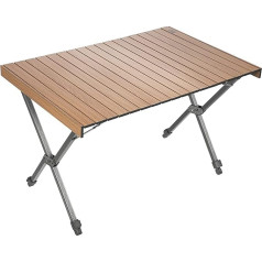 TIMBER RIDGE Folding Camping Table, Height Adjustable, Folding Table, Camping Folding Table, Portable Aluminium with Bag for Picnic, Cooking, Garden, Hiking, Travel, 108 x 71 cm, Brown