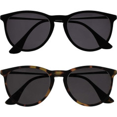 OPULIZE Jet Sun Reader Glasses Pack of 2 Stylish Large Designer Frame Scratch-Resistant Tinted Lens UV400 Protection Rubberised Front Silver Iron Black Rubberised Tips Men Women SS96-12