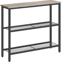HOOBRO Narrow Console Table, Side Table with 2 Shelves, Sofa Table, Metal Frame, Industrial Design, for Hallway, Entrance, Living Room, Bedroom and Office, Greige-Black EBG73XG01