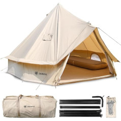 ShinHye Bell Tent 3 m / 4 m / 5 m Glamping Tent for 3-8 People Waterproof Yurt Tent for Outdoor Camping Family Tent Canvas Tents with Stove Bushings (Beige, 4 m - 13.1 ft)