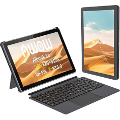 AWOW AIBOOK 11 10.1 Inch 2-in-1 WI-11 Tablet PC with German Keyboard - 12GB LPDDR5 RAM, 256GB PCIE3.0 SSD, Twin Lake N150, Touchscreen, Dual-Band WiFi, USB-C, HDMI, 8MP Camera