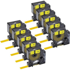 Etikettenbänder 12 mm Band 3 5 10 Stück kompatibel mit Industrial 1000 5200 Maker(10PK Black on Yellow)
