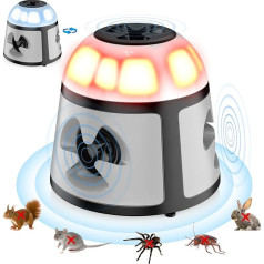 360° Ultrasonic Mouse Repeller with 4 Working Modes Mouse Deterrent with Flashing Light, 600 m² Range Animal Repeller Device Outdoor Indoor for Rodents Mice Rats Spiders Cockroaches Ants