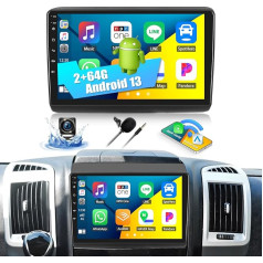 CAMECHO 2+64G 9 Inch Android 13 Car Radio for Fiat Ducato 2010/Citroen Jumper/Peugeot Boxer, Wireless Carplay Android Car Bluetooth Radio 2Din with WiFi GPS FM/RDS Mirror Link + Reversing Camera