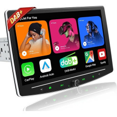 Android 12 Car Radio with Screen DAB+, 10.1 Inch Wireless CarPlay & Android Car 1Din Car Radio with Display, 1 DIN Car Play Radio with Bluetooth WiFi Navi FM RDS GPS SWC USB EQ
