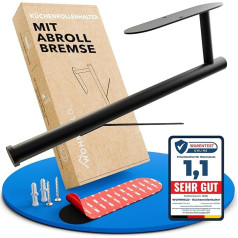 Kitchen Roll Holder No Drilling | With Roll Brake | Extremely Stable | Wall Roll Holder Self-Adhesive Stainless Steel Black