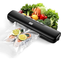 Kitchen in the Box Vacuum Sealer Food Vacuum Sealer 5 Modes Dry Wet Seal Vacuum External 5 Temperature Levels 32cm Weld with 15 Bags & Hose (Black)