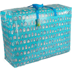 Extra Large Storage Bag 115 Litres Blue Beach Hut Pattern Toy Washing Laundry Bag