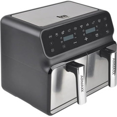 TM Electron TMPFR200 AIRMAXX Oil-Free Fryer with Double Compartment, 8L Total Capacity (4L + 4L), SYNC and MATCHCOOK Functions, Non-Stick Coating, 8 Programmes, Touch Screen, 1700 W