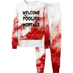 Tracksuit Women's Baggy Sweatshirts and Sweatpants, Sweatshirt Suit with Bloody Print, Horror Jogging Suit, Two-Piece Crew Neck Sweatsuit, Baggy Casual Leisure Suit, Fashion 2024 Sports Set, Running