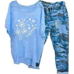 Briskorry 2-Piece Trouser Suit, Women's Top, Shirt and Trousers, Trouser Suit, Leisure, Baggy Lounge Set, Short Sleeves, Crew Neck, Tracksuit, Comfortable, Airy Sports Set, Plain Y2K Jogger