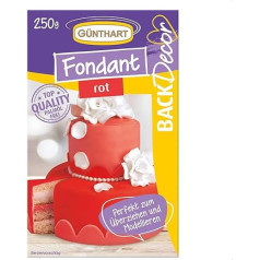 Günthart BackDecor 250 g Red Fondant Palm Oil Free Tear-Resistant for Covering Cakes and Cakes Suitable for Modelling 1 Pack (1 x 250 g)