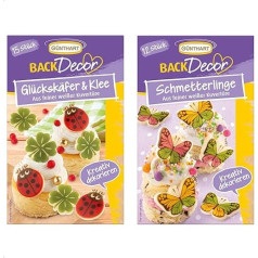 Günthart BackDecor 15 Lucky Beetles and Clover Leaves and 12 Butterflies Made of White Envelope Set of 2 (1 x 31 g)