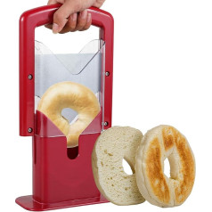Bagel Slicer, Stainless Steel Bagel Slicer, Non-Stick Bread Toast Blade, Multipurpose Safety Muffin Cutter for Bagel, Toast, Muffin, Fruit and Vegetables (Red)