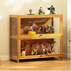 Ferfxn Showcase, Curiosity Cabinets with Glass Doors, Glass Display Cabinet, Bamboo Storage Cabinet, Collection Display, Safe and Healthy, 70 x 32 x 73 cm, Wood Colour
