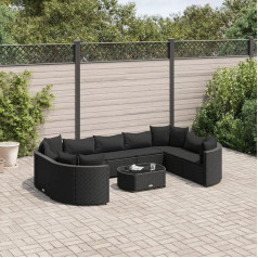 ‎Homgoday Homgoday Gartenmöbel-Set, 10 Stück, mit Kissen aus schwarzem Polyrattan, Möbeldekor, Set Schlafsofa, Wohnzimmer, Couch, modernes Sofaset für den Außenbereich für den Garten, Modell 3308403