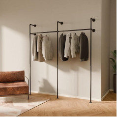 Pamo . Clothes Rail Vintage Industrial Design - Bedroom Wardrobe Clothes Rail Made from Water Pipes Urban Black